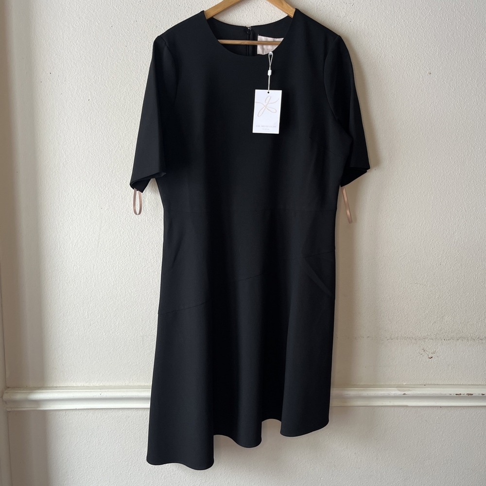 Gal Meets Glam Collection Knee Length Asymmetric Shift Dress Black Modest 18 New